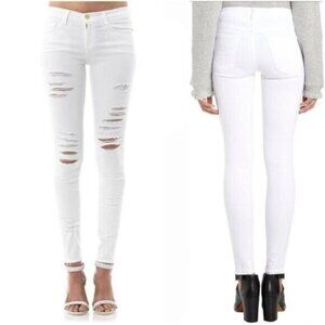 FRAME Distressed White Skinny de Jeanne Jeans